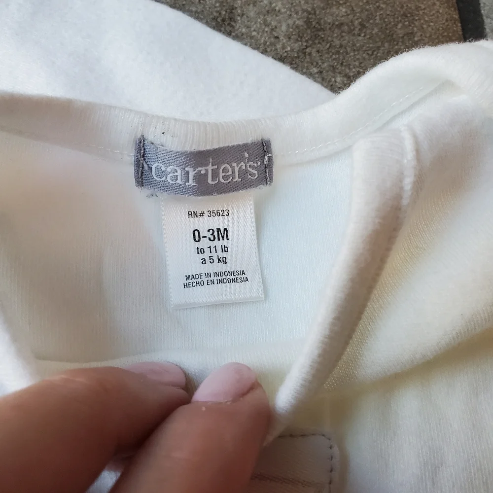 Carters 2 Cotton Sleepers Sleep Sack White Vintage Baby Gender Neutral 0-3M VTG